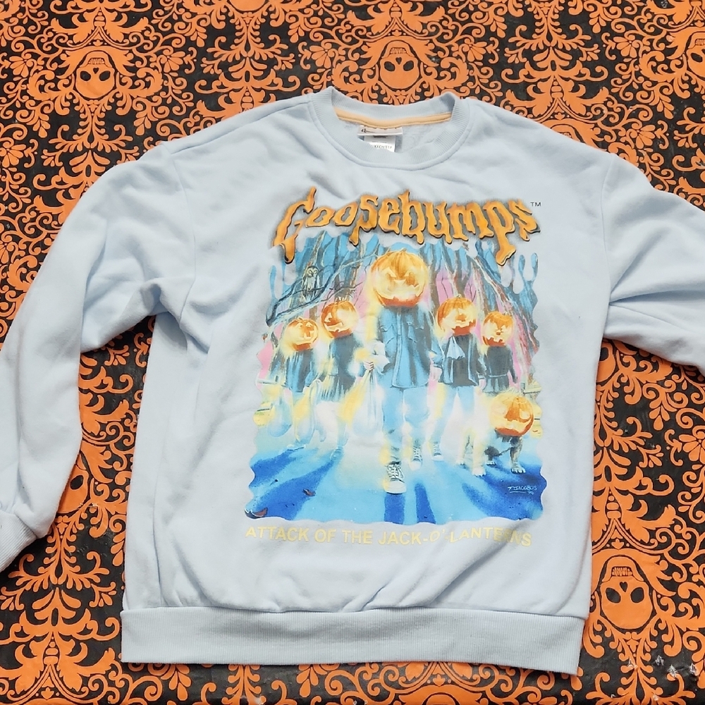 Goosebumps Attack Of The Jack-o-lanterns Light Blue Sweater XXS